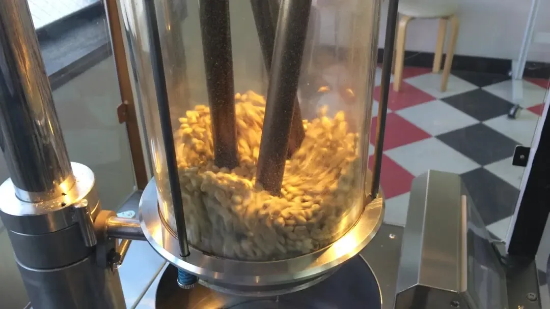 店の焙煎機 NOVO MARK II。熱風式で、焙煎の工程を数値で管理します。